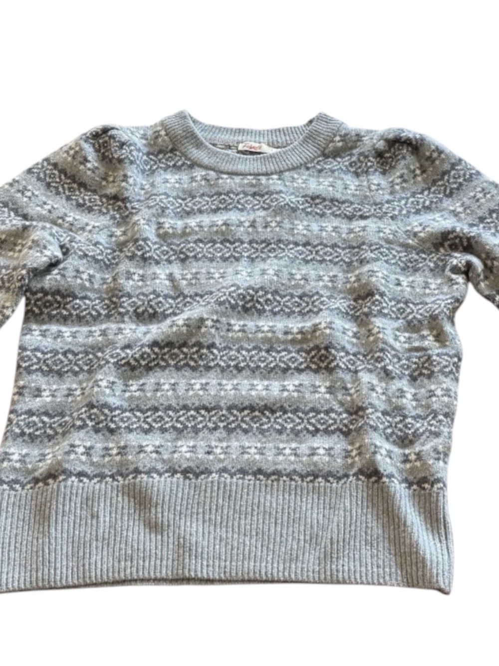 Faherty Highland Fair Isle Puff Sleeve Sweater | Grey Multi | SP